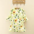 cotton and polyester dress fabric ladies china dress designs floral yellow sweetty dresses factory price for women and kids